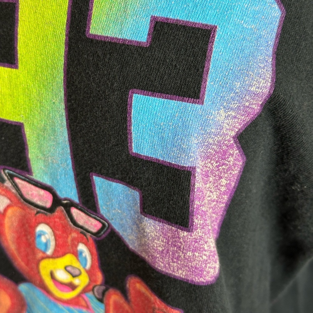 Lisa Frank Black Long Sleeve Tee with Neon Rainbow 1993 Bear Graphic - Picture 5 of 13